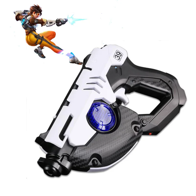 

Game OW Tracer Two Guns Set Original Size 1:1 Dual Pistol ABS Plastic Soft Bullets Toys Guns Lena Oxton Tracer Cosplay Weapon