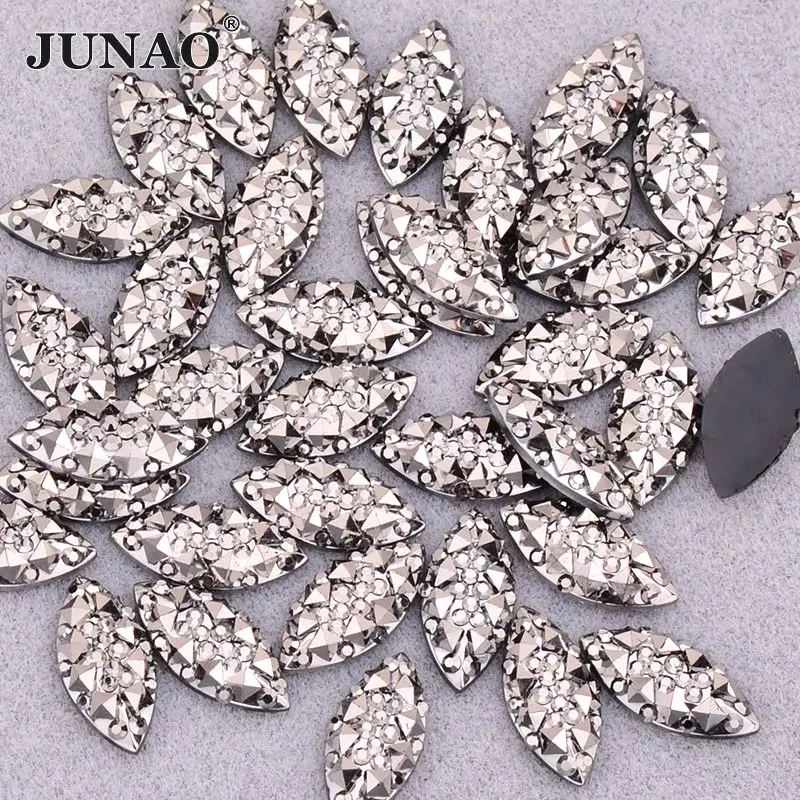 Gun Black JUNAO 7*15 мм светильник фиолетовый AB не горячей фиксации Стразы «лошадиный глаз» аппликация смолы кристалл камни Клей На Стразы драгоценные камни для DIY одежды - Цвет: Gun Black