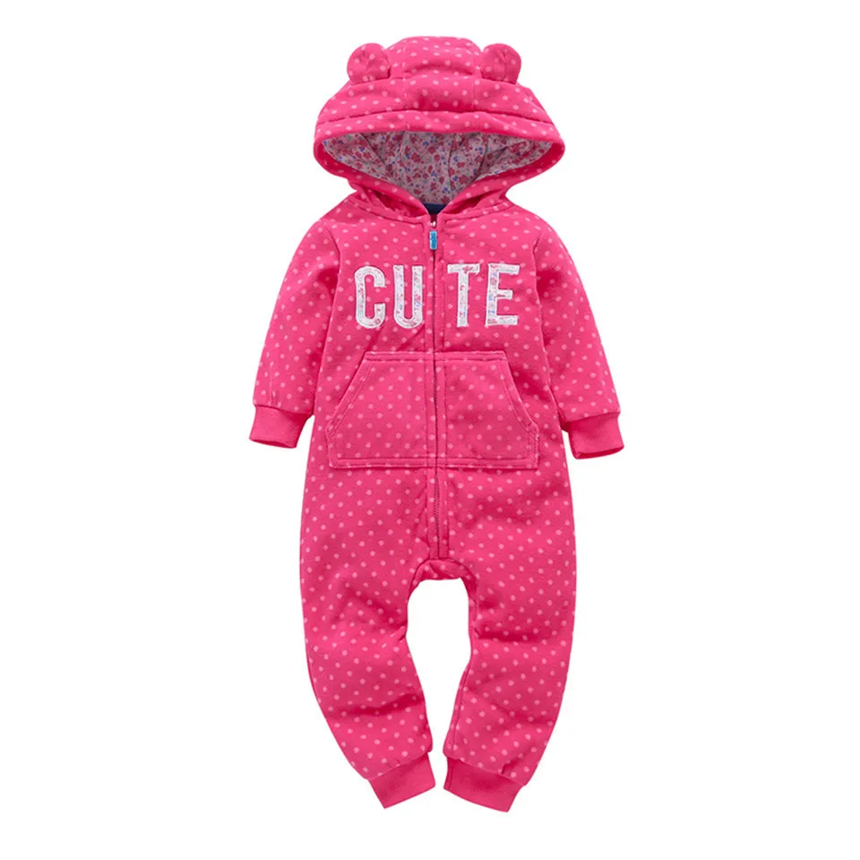 COSPOT/Коллекция 2019 года Детский комбинезон с капюшоном флисовый весенний в белый