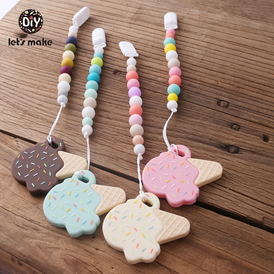 1PCBabyTeetherPacifierClipsNecklaceMaterialsFoodGradeSilicone