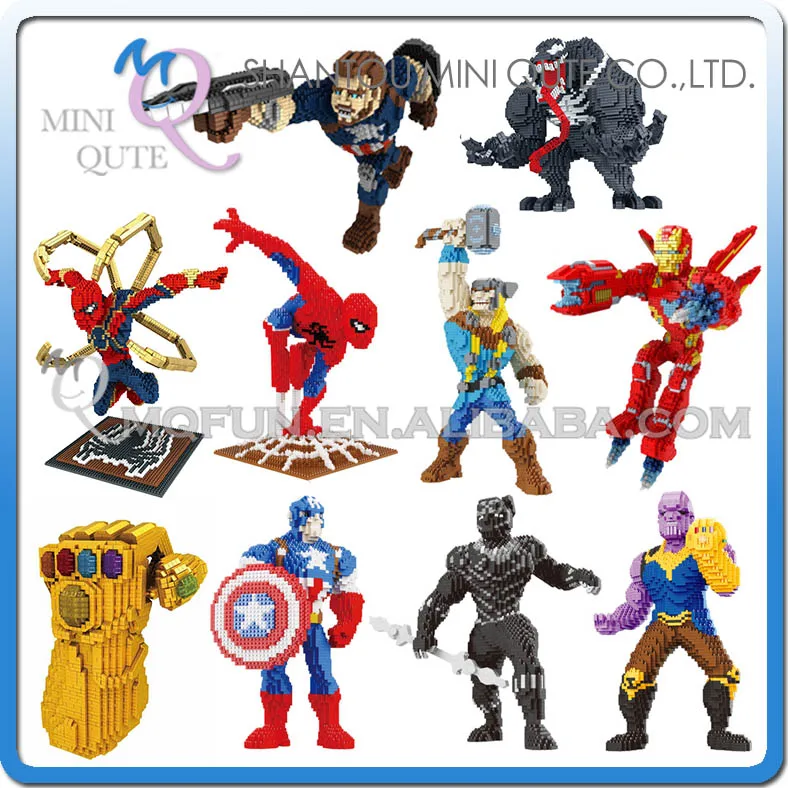 

Mini Qute PZX movie avengers Spiderman thor Captain America Iron Man super hero building block figures boys educational gift toy