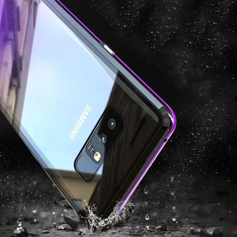Suntaiho Magnet Metal bumper Case for Samsung note9 note8 Magnetic Adsorption Case for Samsung Galaxy S8 S9 Tempered Glass back Suntaiho Magnet Metal bumper Case for Samsung note9 note8 Magnetic Adsorption Case for Samsung Galaxy S8 S9 Tempered Glass back