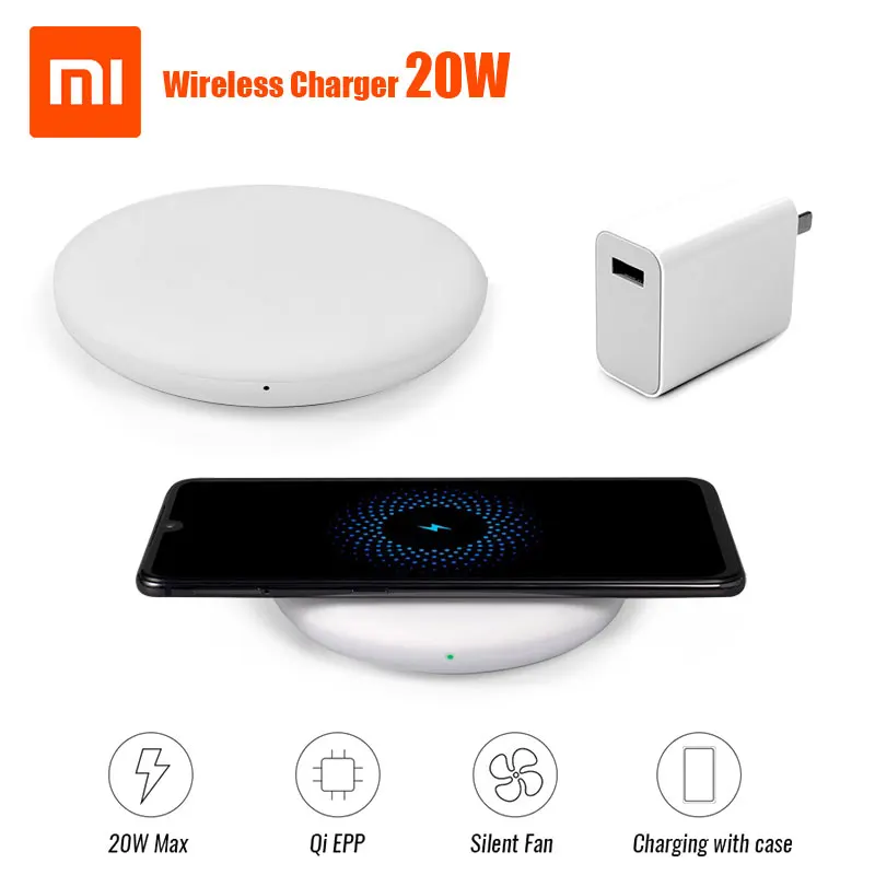 27W Plug Original Xiaomi Wireless Charger 20W Max 15V Apply to Xiaomi Mi9 MiX 2S Mix 3 Qi EPP10W For iPhone XS XR XS MAX