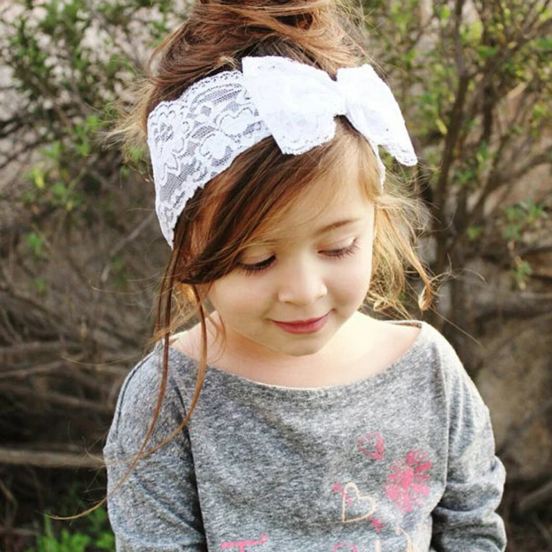 2015 New Fashion Girls Lace Big Bow Headbands Baby Head Wrap Accessorieswrap clipwrap
