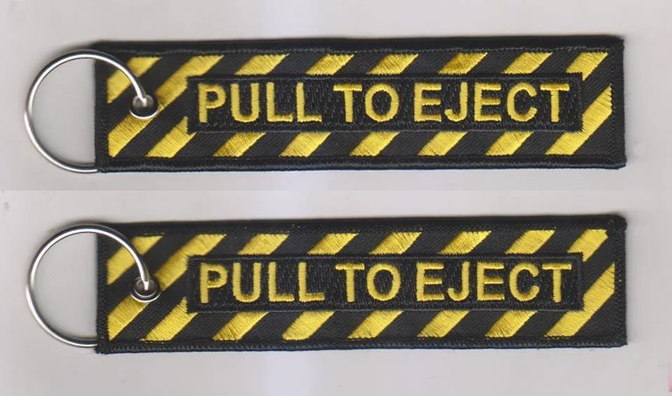 Pull To Eject Embroidered Label Car Key Chain Luggage Tag Keyring Aviation