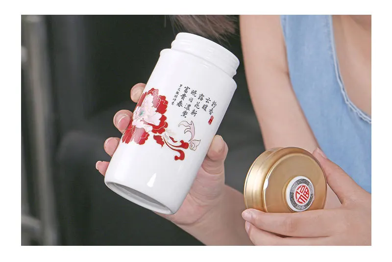 Китайский Стиль 300 мл фарфоровая чашка Керамика вакуум Колбы лабораторные термос Нержавеющая сталь Кофе бутылки кружка Чай воды, термос