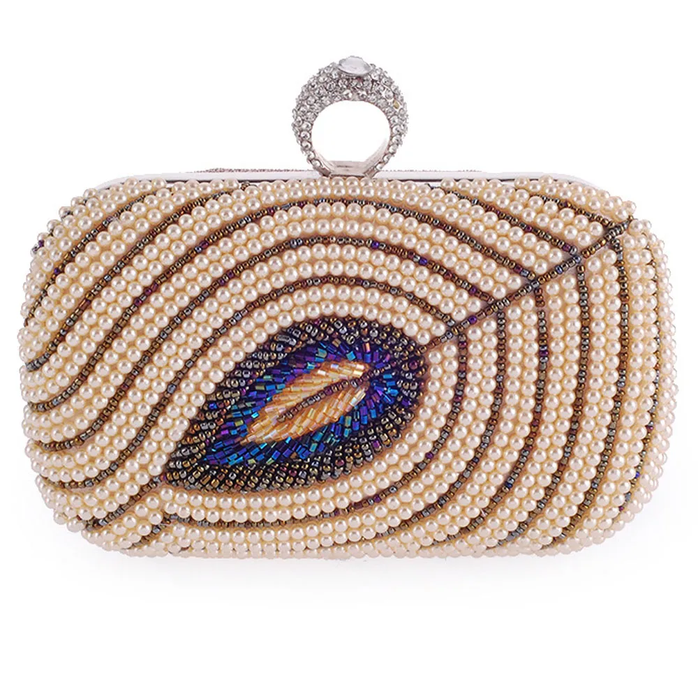 Us 37 0 Leaf Beaded Embroidery Day Clutches Bags Rings Punk Pearl Wedding Bag Night Princess Handbags In Evening From Luggage On