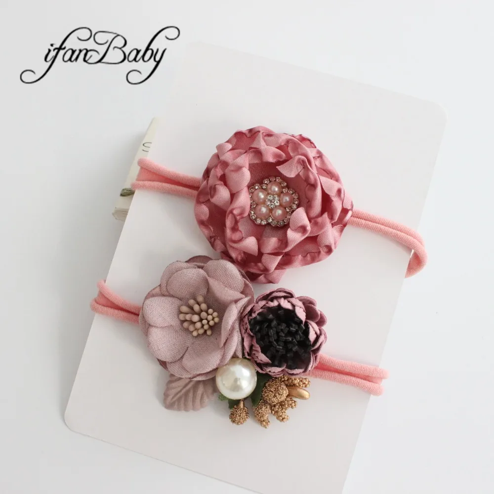 Boutique Flower Headband Kids Girl Nylon Headband Elastic Strench Headwear