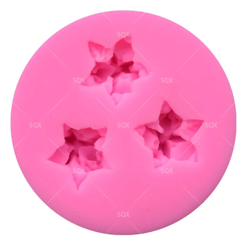 3 отверстия розы смолы в форме цветка из силикона прессформы штамповый торт