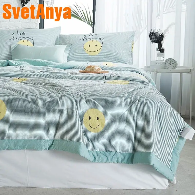 

Svetanya thin Quilt Smile print Throws Blanket single double size