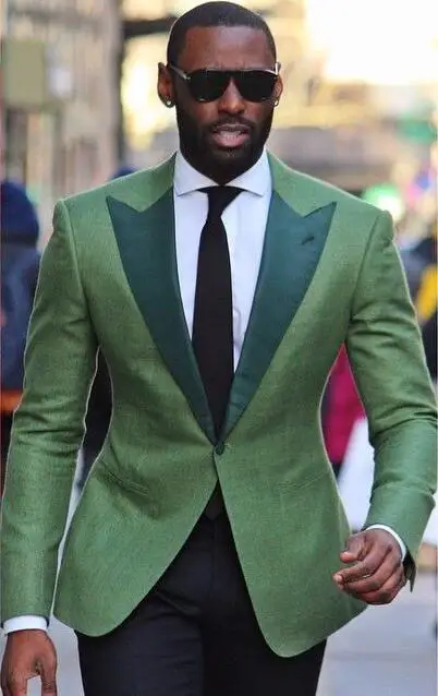 2017 Latest Coat Pant Designs Green Men Suit Colorful Slim Fit Jacket