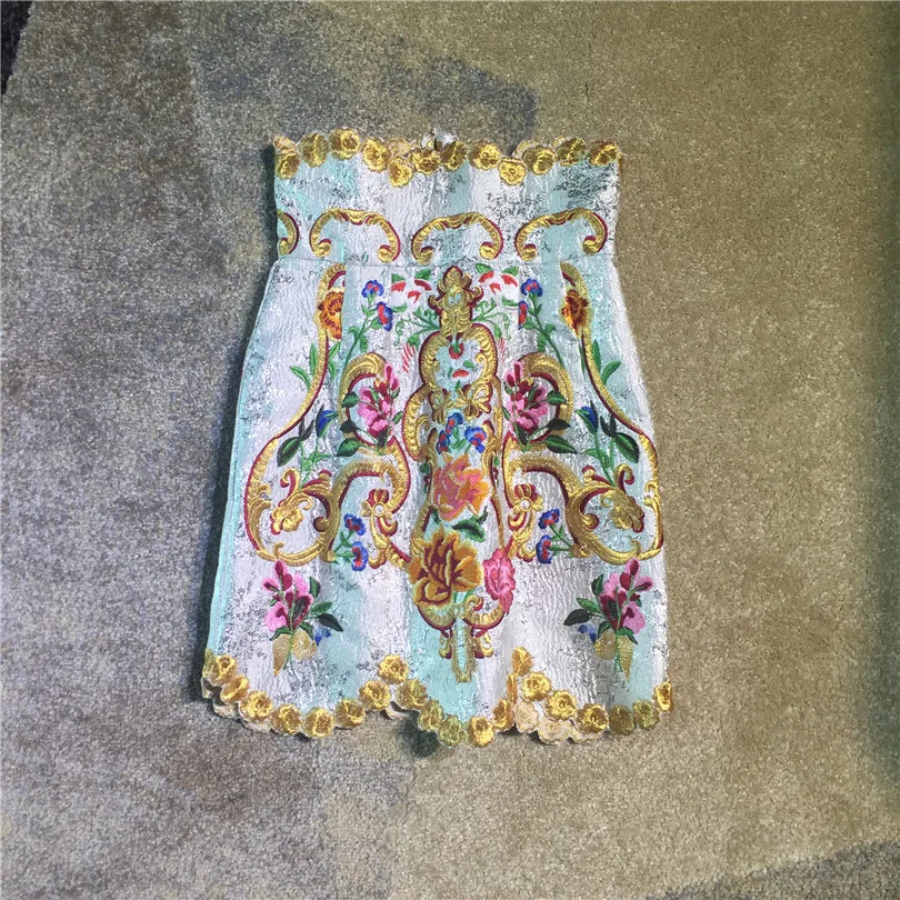 

Women fashion sexy high waist skirt gold color line floral embroidery sheath pencil skirts new 2018 autumn white