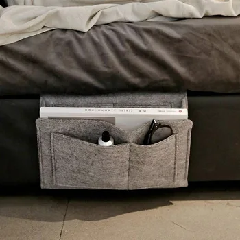 

Felt Bedside Storage Bag Organizer with Multi-Pockets for Bedroom Dorm hung on bedside sofa table BDF99