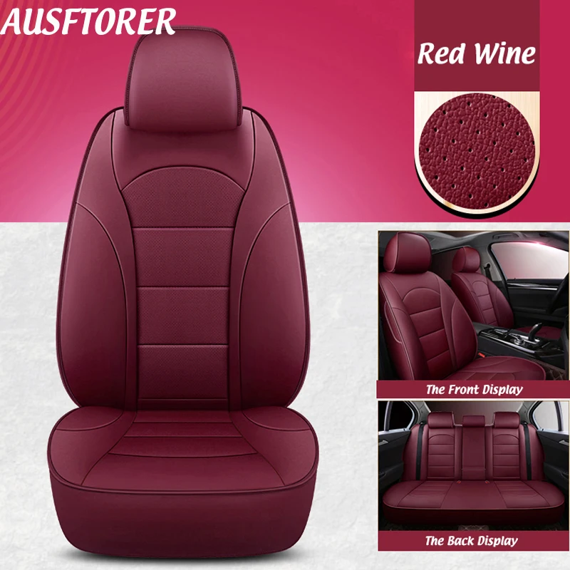 AUSFTORER Custom Cowhide Leather Car Seat Cover for Peugeot 307CC