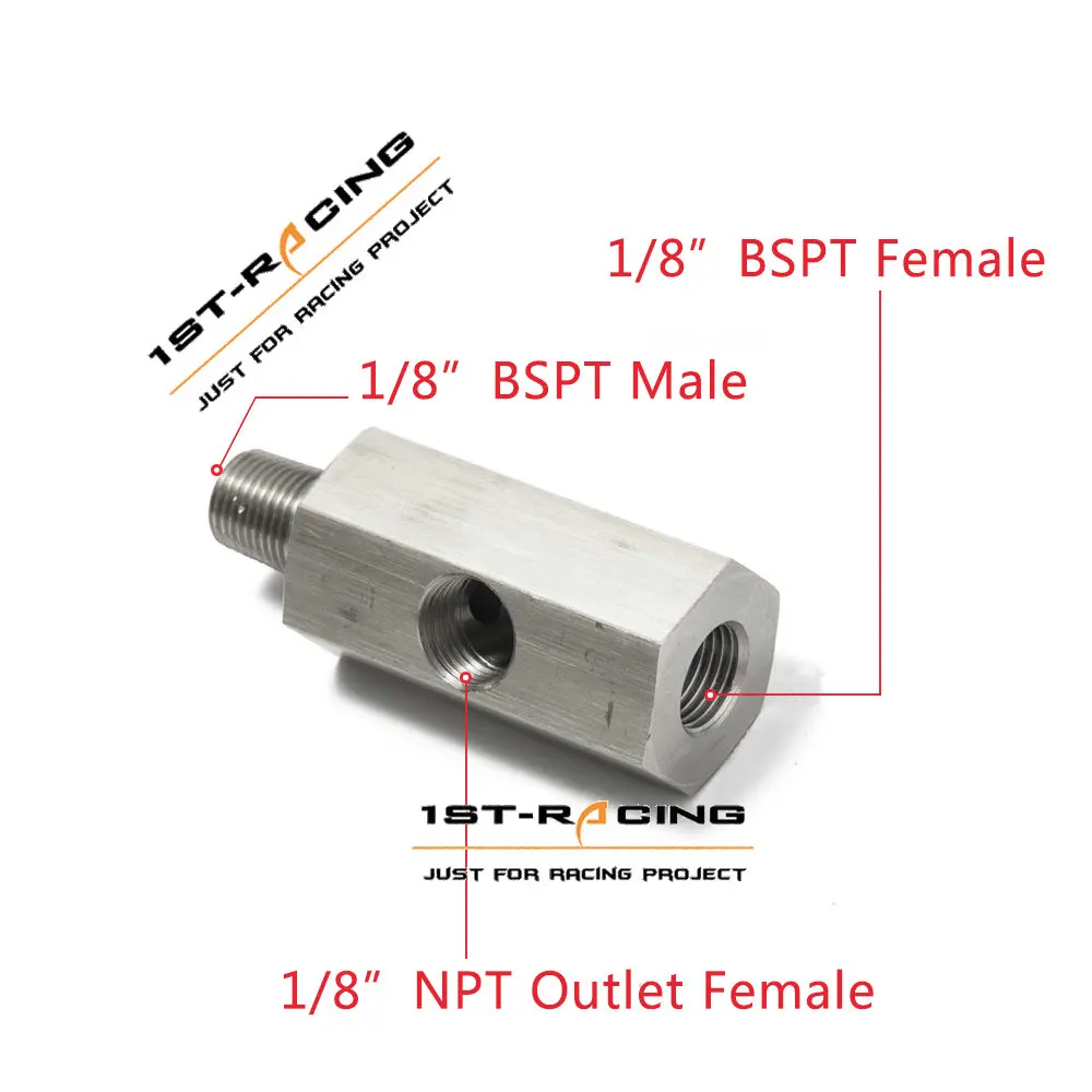 1/8'' BSPT Oil Pressure Sensor Tee to NPT Adaptor Turbo Oil Feed Adapter Fitting