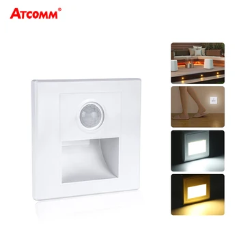 

2W Recessed Motion Sensor LED Stairs Wall Lamp 85-265V Smart Sconce Auto OFF/ON Night Lamp For Stairway Corridor Lighting