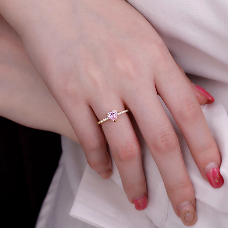 Женские кольца Оригинальное кольцо сердце кольца с камнем рождения для женщин