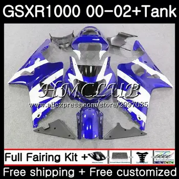 

+Tank For SUZUKI GSXR 1000 GSX-R1000 GSXR1000 Blue white 2000 2001 2002 31HC.1 GSXR-1000 00 02 K2 GSX R1000 00 01 02 Fairing