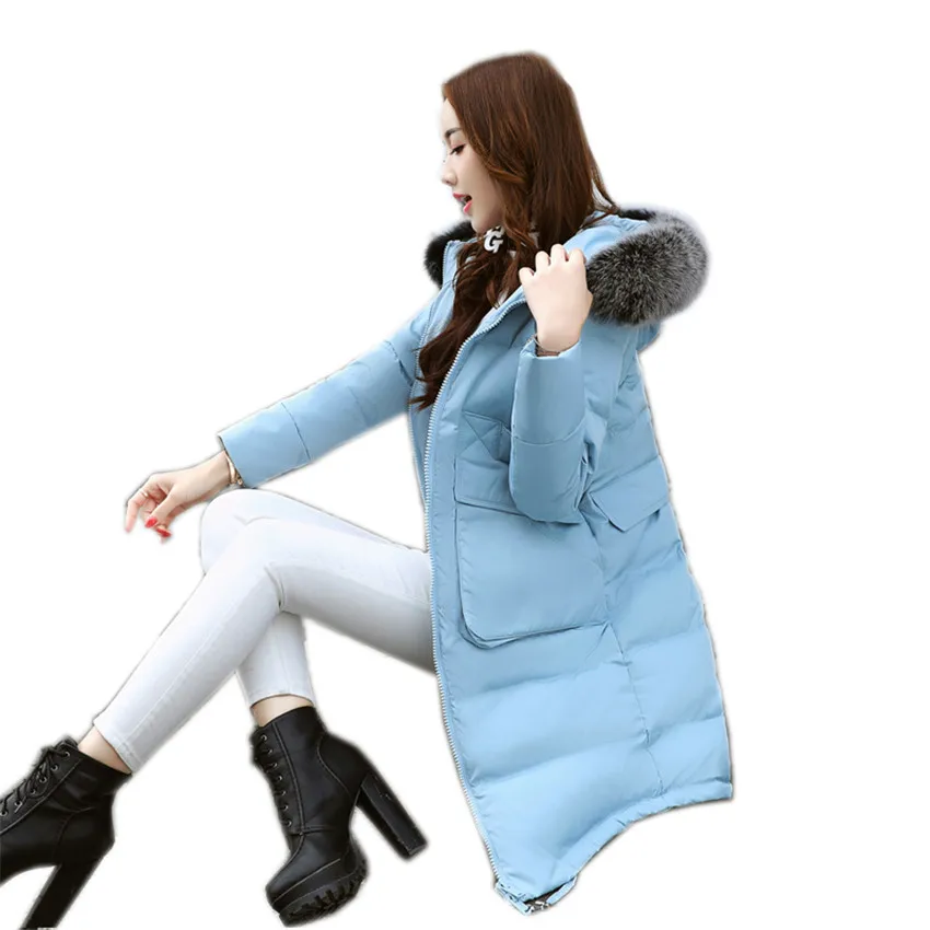 Новая зимняя Женская куртка-пуховик с капюшоном на белом утином пуху, длинное плотное пуховое пальто средней длины, тонкий пуховик размера плюс, женские куртки WZ111