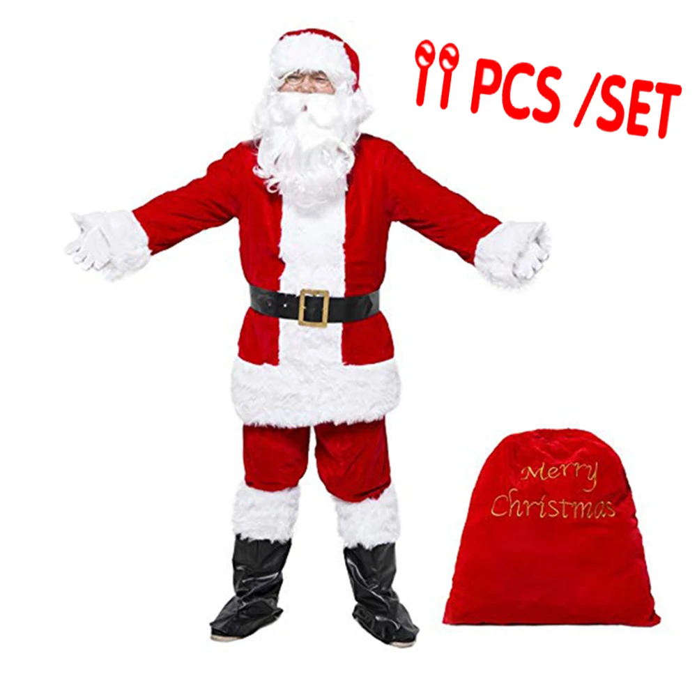 Роскошный Рождественский костюм с длинными рукавами, мужской Рождественский костюм Санта-Клауса, Европейская и американская мужская одежда