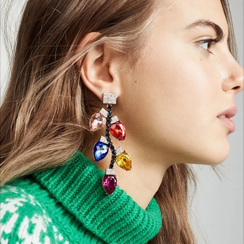 Год с украшением в виде кристаллов, каменное Дерево лист Шарм Для женщин серьги-гвоздики, аксессуары Лидер продаж коллекция серьги вашей мечты ювелирные украшения оптом