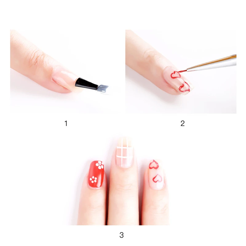 3Pcs/set Kolinsky Nail Art Brush Crystal Acrylic Thin Liner Drawing Pen Painting Stripes Flower 2 side Nail Art Manicure Tools 5