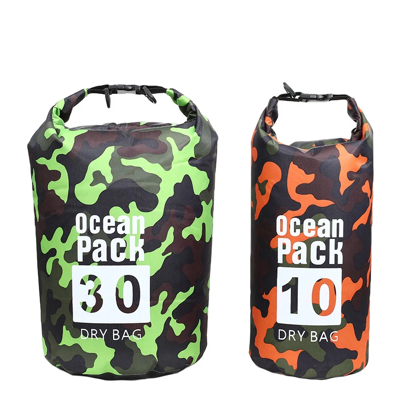 

Portable Waterproof Diving Bag Camouflage Multicolor Drifting PVC Swimming Storage Bag 5L10L15L30L Adjustable Shoulder Strap