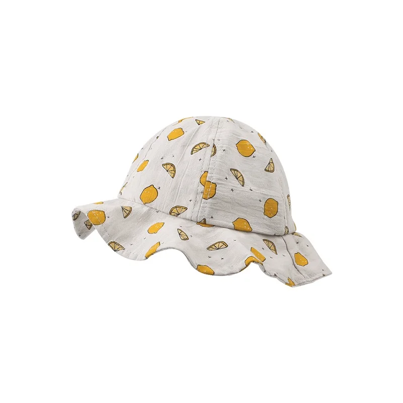Fashion Cotton Baby Hat Cute Lemon Bucket Hat For Girls Wide Brim Beach Sun Cap Toddler Baby Hat Autumn 1-3Y Baby Girls Clothing (12)