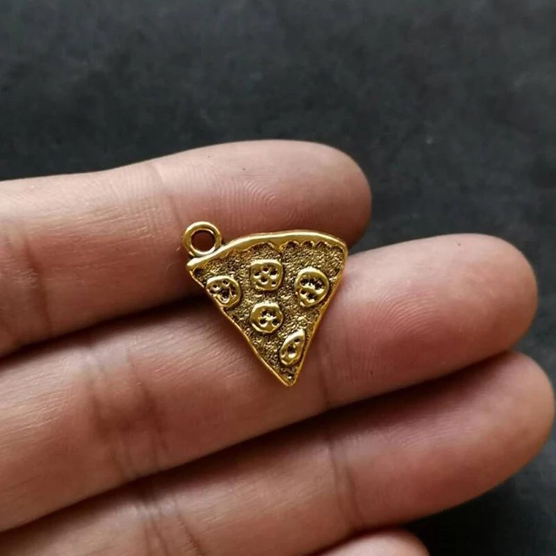 

Design Pizza Pendants Charms For Jewelry Making Bracelet Necklace Earrings Keychain Vintage Antique Gold Charms