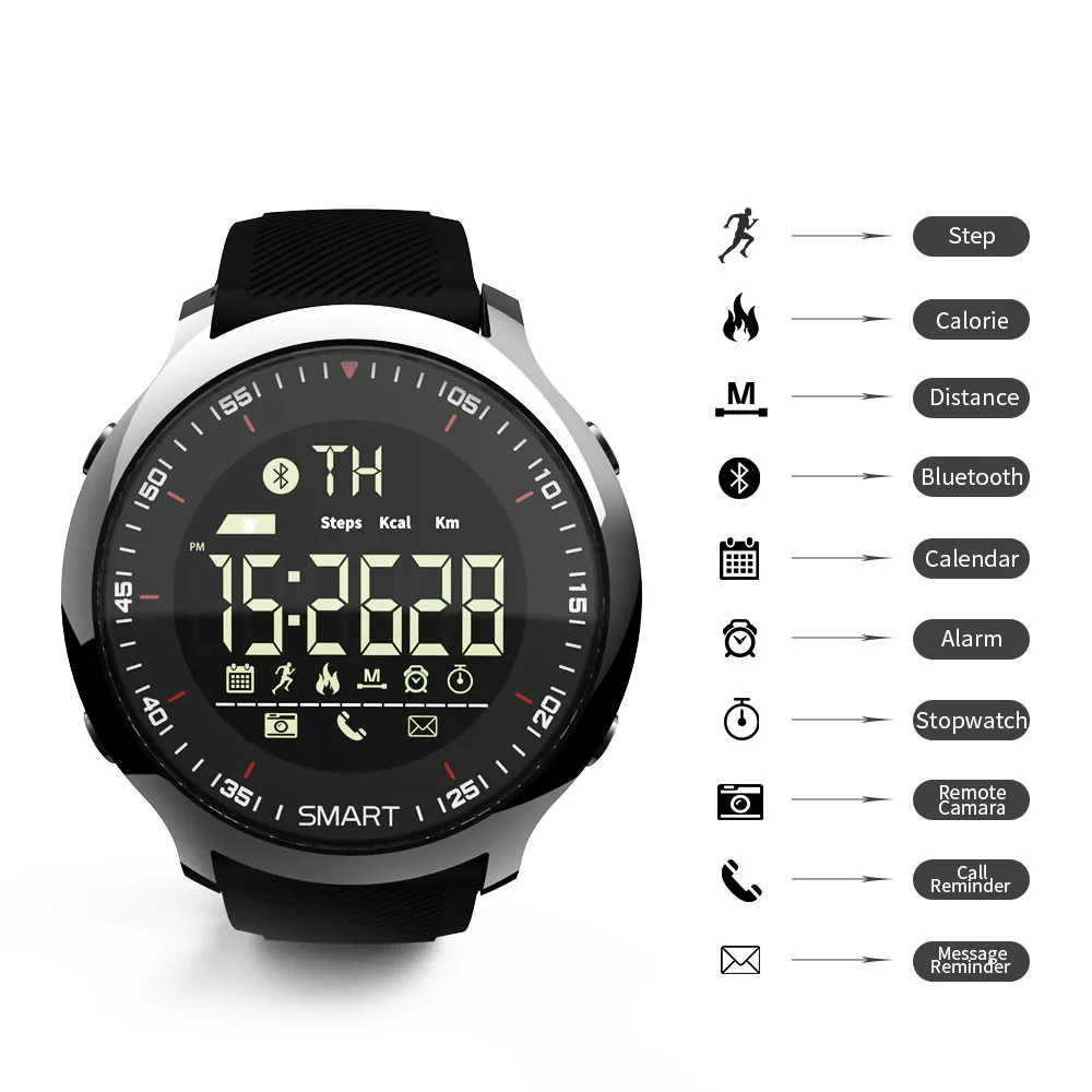 Спортивные часы, Bluetooth, водонепроницаемые, мужские, умные часы, цифровые, ультра-долгий режим ожидания, поддержка звонков и SMS, напоминание, умные часы