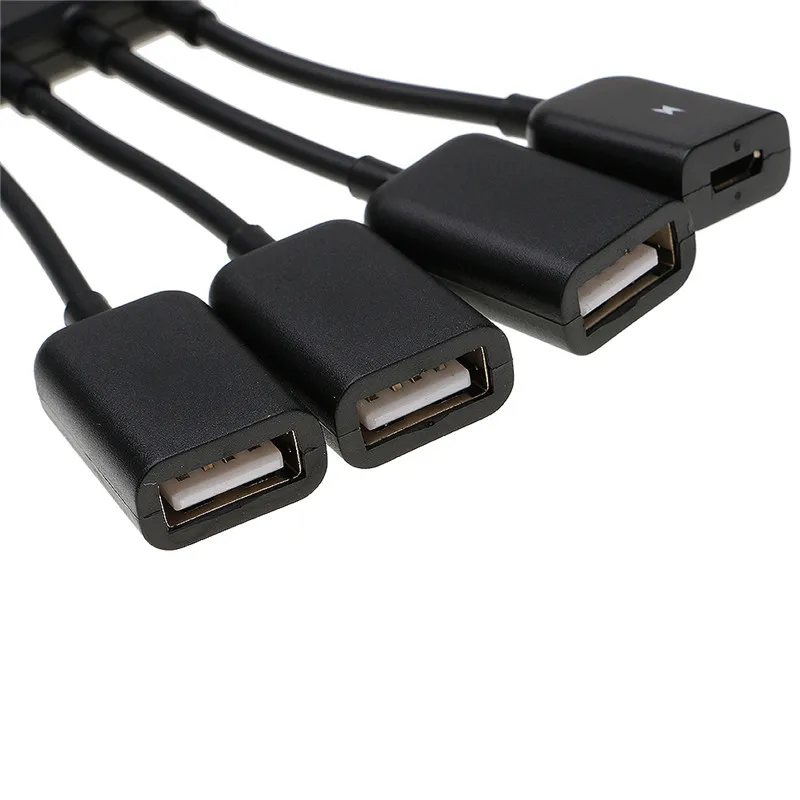 Micro USB на 3 порта USB 2,0 с 1 портом зарядки Micro usb-хаб OTG адаптер Черный