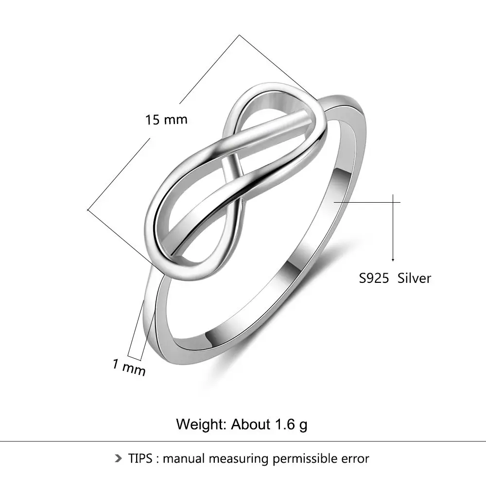 Бренд 925 стерлингового серебра Бесконечность Кольца для девочек простой стиль женское кольцо Размер 6 7 8 прекрасные подарки для друзей(Lam Hub Fong