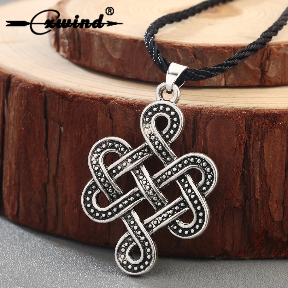 collar con colgante de Cruz de chinos, collar de nudo infinito, Punk Vikingo, joyería|Colgantes| - AliExpress