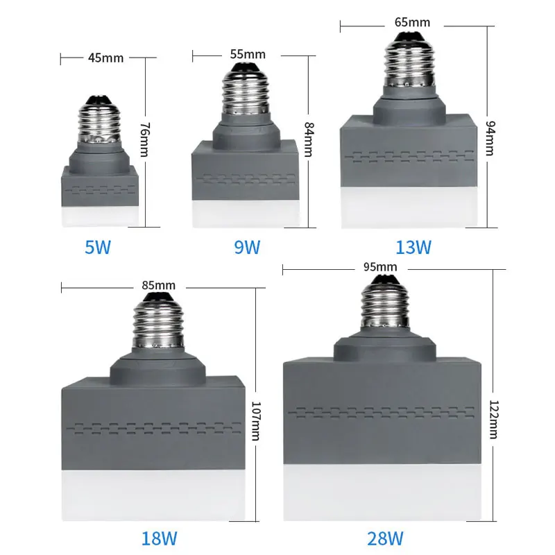 5 W/9 W/13 W/28 W E27Lamp лампы высокой Мощность энергосбережения светодиодный индикатор вращающийся Портативный квадратный Форма приспособление