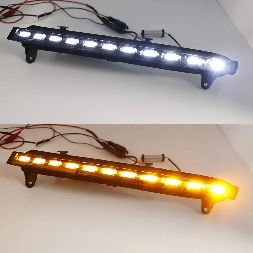 

White LED Daytime Running Lights For Audi Q7 2006-2009 w/Amber LED Turn Signals 11 LED White Amber as DRL & Turn Signals