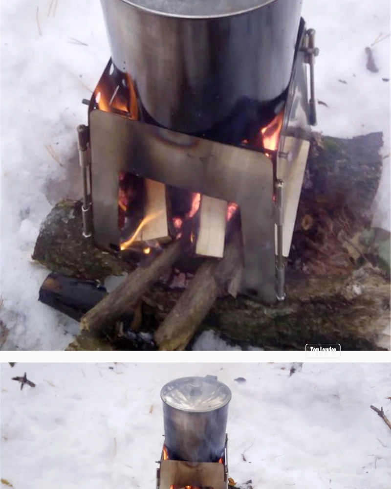Портативная походная дровяная плита из нержавеющей стали, напольная плита из дерева, легкая складная горящая дровяная печь для пеших прогулок, барбекю, приготовления пищи