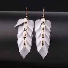 Simple Pink White Orange Leaves Long Earrings For Women Geometric Fashion Jewelry New Arrival Wholesale