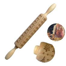 35 см Рождественская Скалка Выгравированная Скалка рельефная Скалка Новогодние рождественские кухонные инструменты Рождество