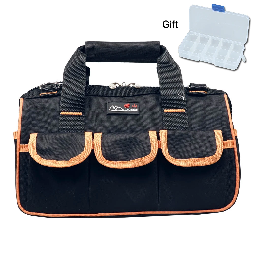 

AIRAJ 15" Tool Bag Multi Functional Electrician Construction Tools Bag Black Thickened Canvas Polyester Waterproof