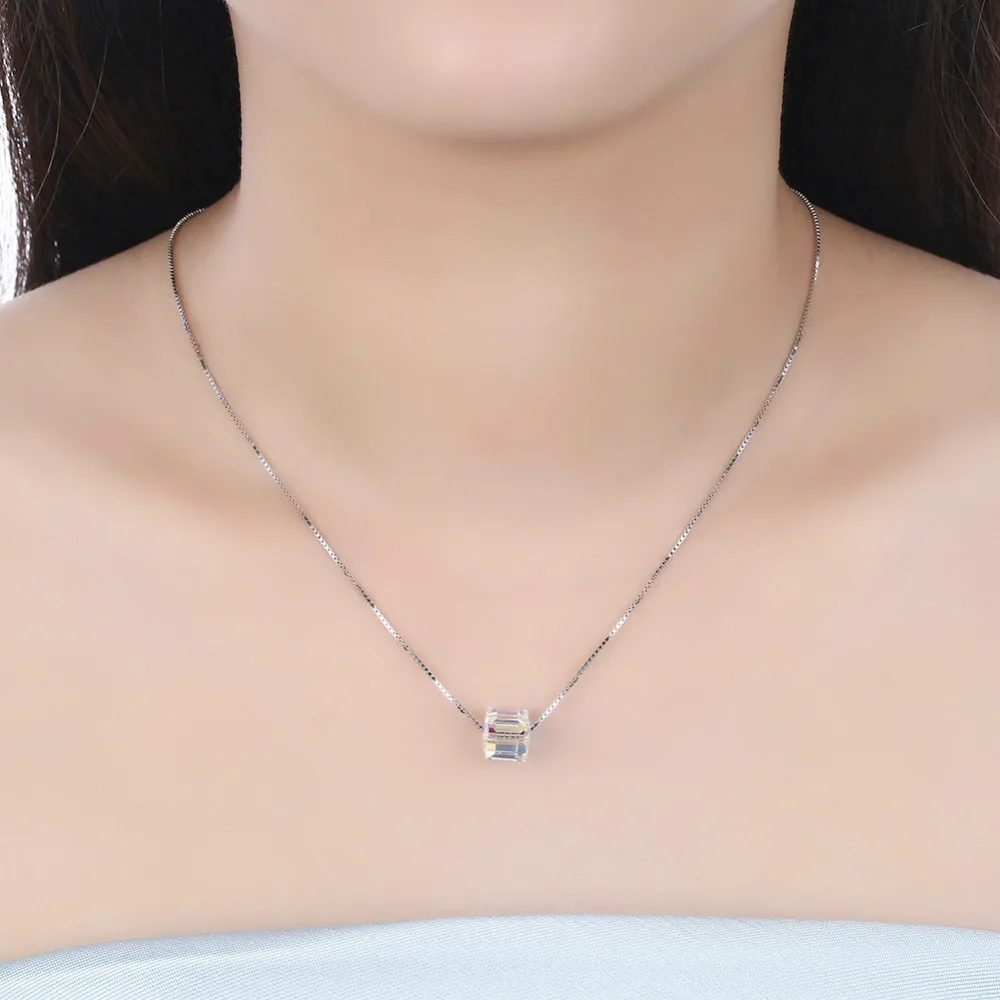 LEKANI настоящее Серебро S925 изящный ювелирный куб бусины кристаллы от SWAROVSKI