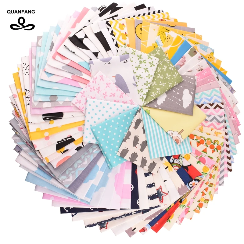 

QUAN FANG 80pcs/lot 40cmx50cm Printed Twill Cotton Fabric For Patchwork Cloth DIY&Quilting Sewing Baby Child doll Material