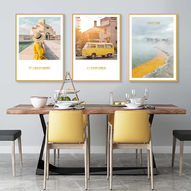 Современный желтый Пейзаж Настенный художественный плакат принты картины на холсте скандинавские картины в стиле поп на холсте для гостиной дома декоративные