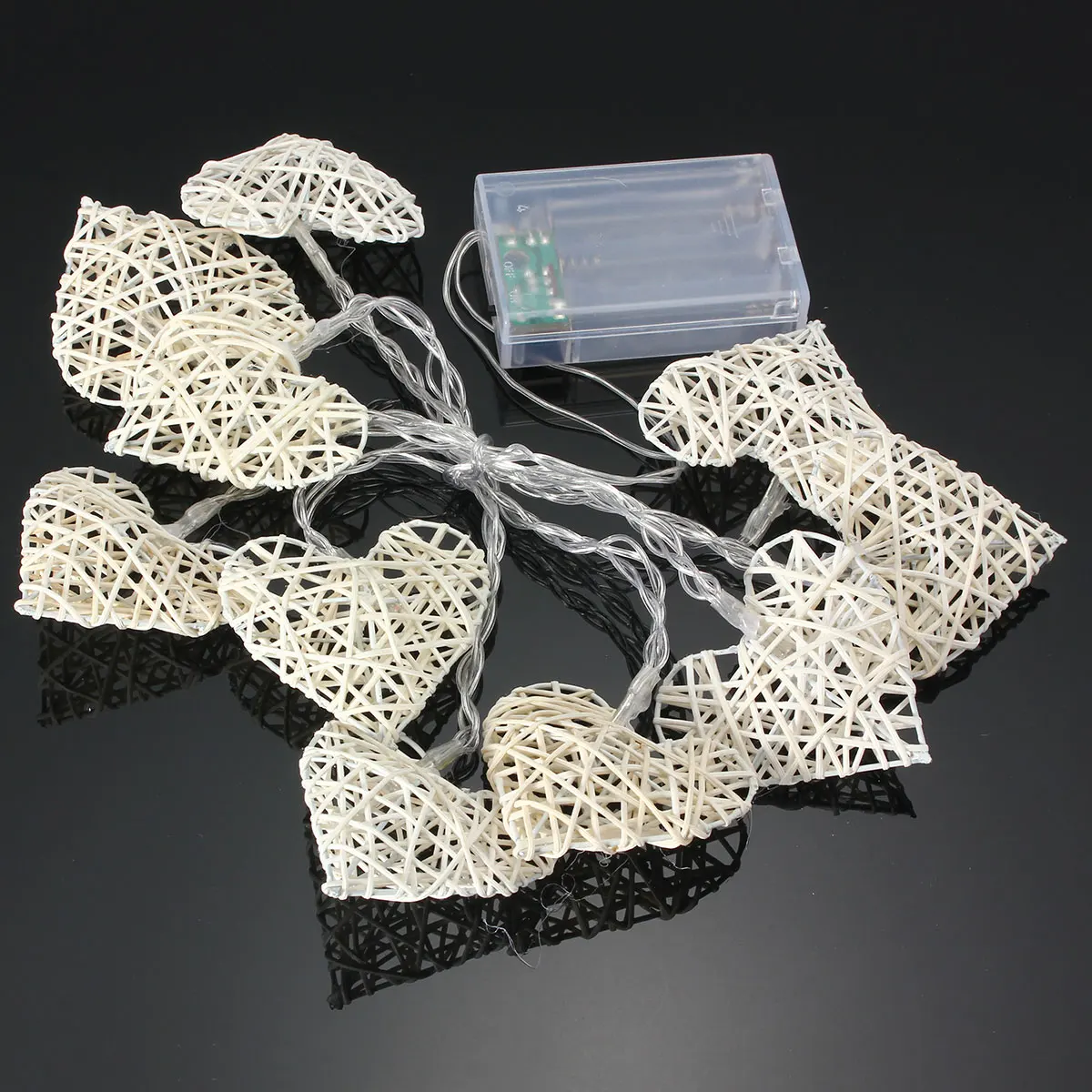 10 LED Rattan Heart String Fairy Lights Lamp Party Home Bedroom Xmas Wedding Decor