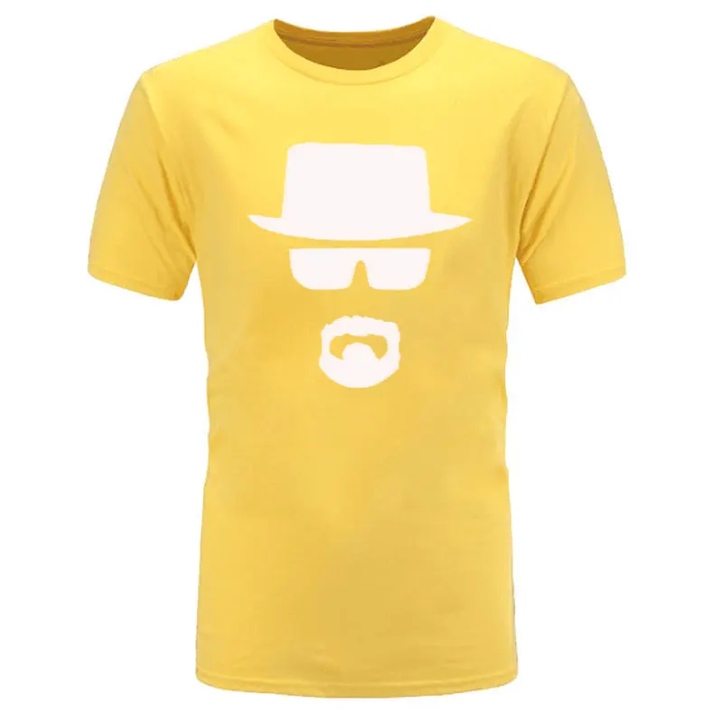 Новинка, модные футболки с надписью «Breaking Bad», мужские хлопковые футболки с коротким рукавом Heisenberg, мужские футболки, крутые футболки, топы - Цвет: yellow and white