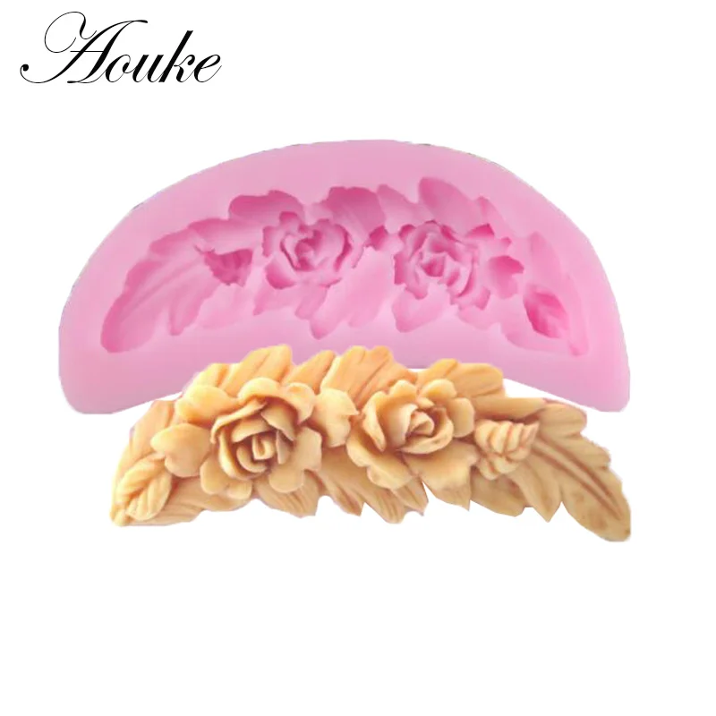 

Aouke Fan rose Shape Silicone Cake Decorating Mold Pastry Tool Sugarcraft Mold E063