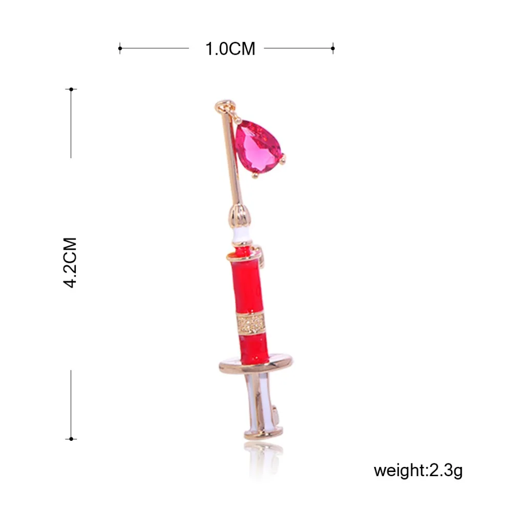 Blucome яркая шприц, эмаль, брошь на булавке, циркон, капля воды, для женщин, доктор, медсестры, для работы, банкета, аксессуары, медицинский костюм, зажим для воротника