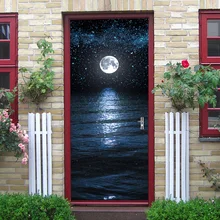 Sea Moonlight Night 3d Stereo Creative Door Sticker Personality Wood Door Home Decoration Wall Sticker Wholesale