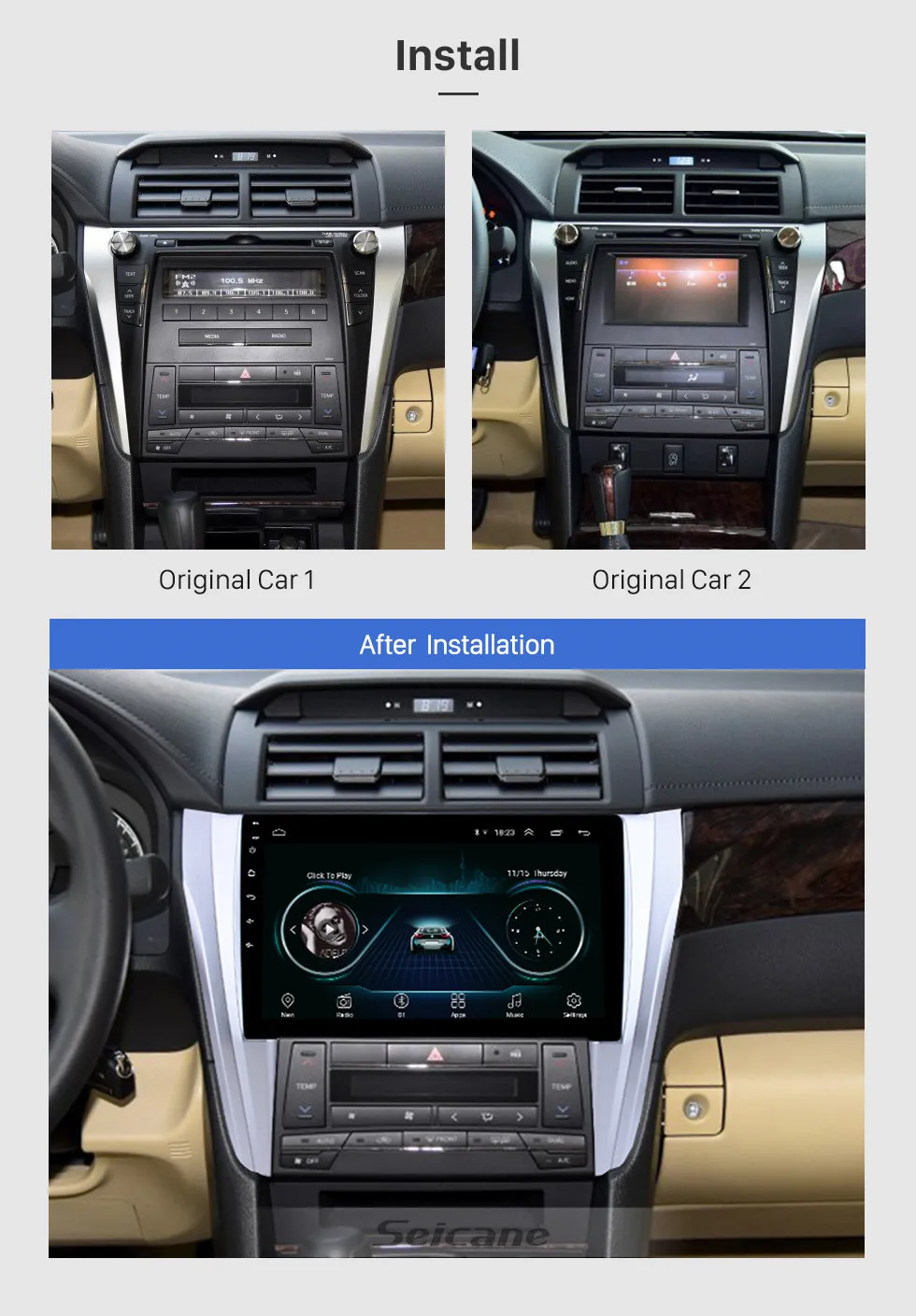 Flash Deal Seicane android car gps multimedia player For Toyota Camry 2015 2016 2017 car wifi navigation radio video audio player 2 din 4