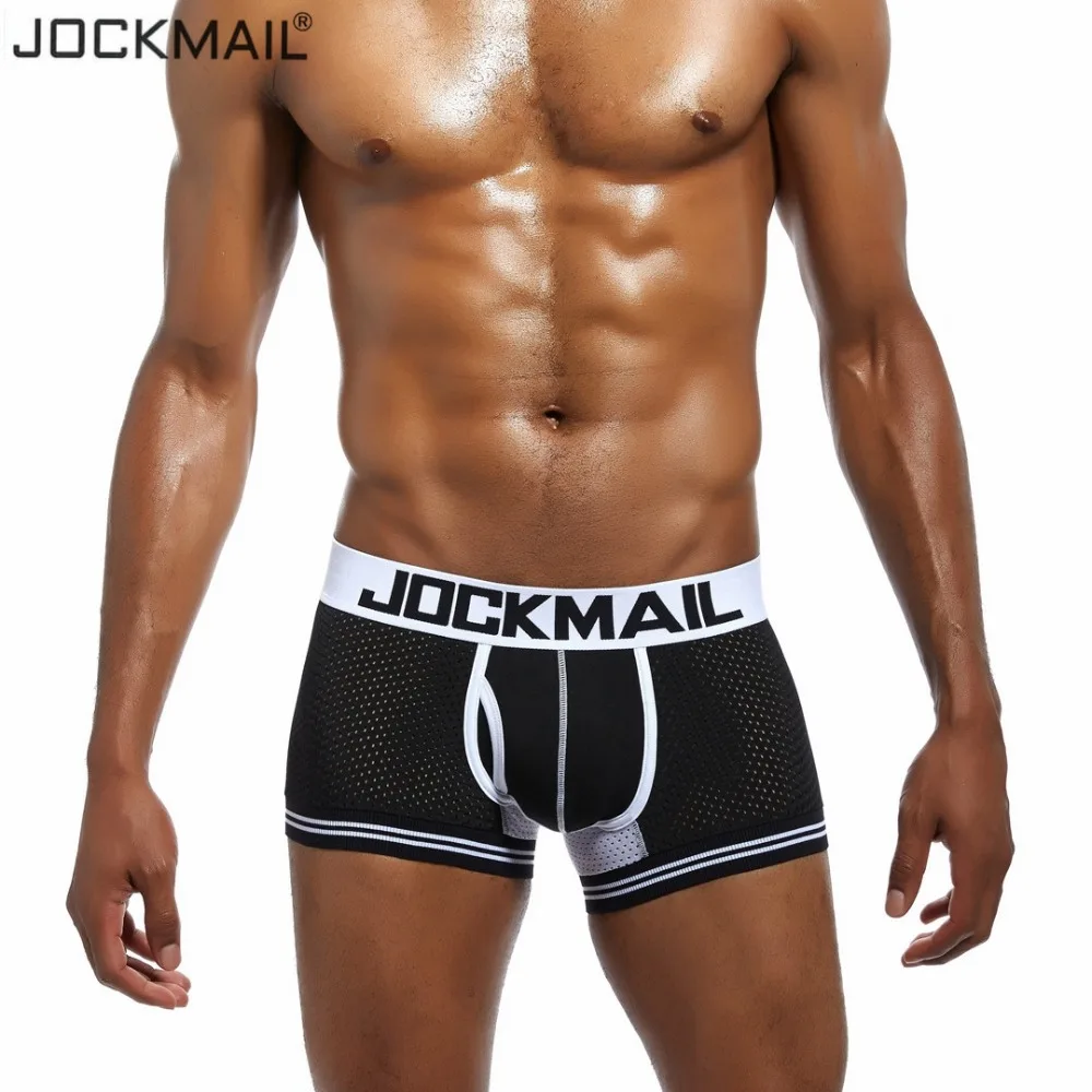 

JOCKMAIL Brand New Sexy Mesh U Pouch Boxer Men Underwear Sexy Underpants Cueca Cotton Pants Trunks Boxer shorts Gay Male Panties