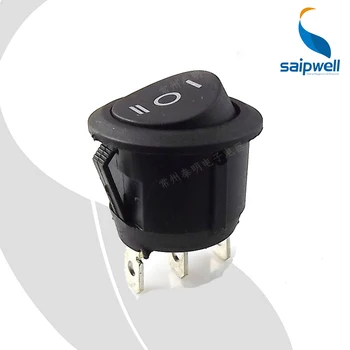 

5pcs/lot AC 250V/6A 125A/10A 3 Pin ON-ON Mini Round Black Boat Rocker Switch,Bottom Switch KCD1-105-3